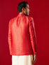 Men's Red Banarasi Woven Jodhpuri